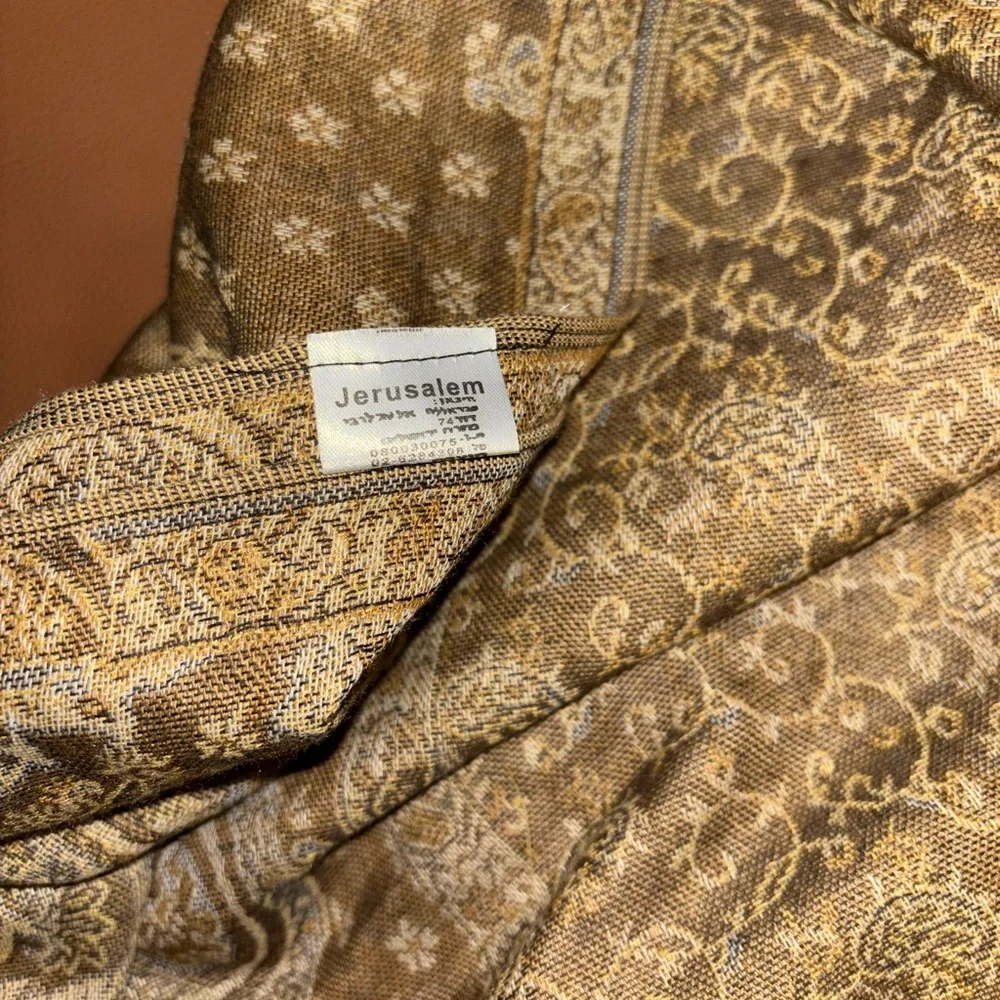 Paisley Patterned Shawl/Scarf in Tan Made in Jerusalem